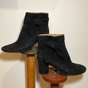 MADEWELL Suede Ankle Boots with Bow Accent BLACK Size 7.5